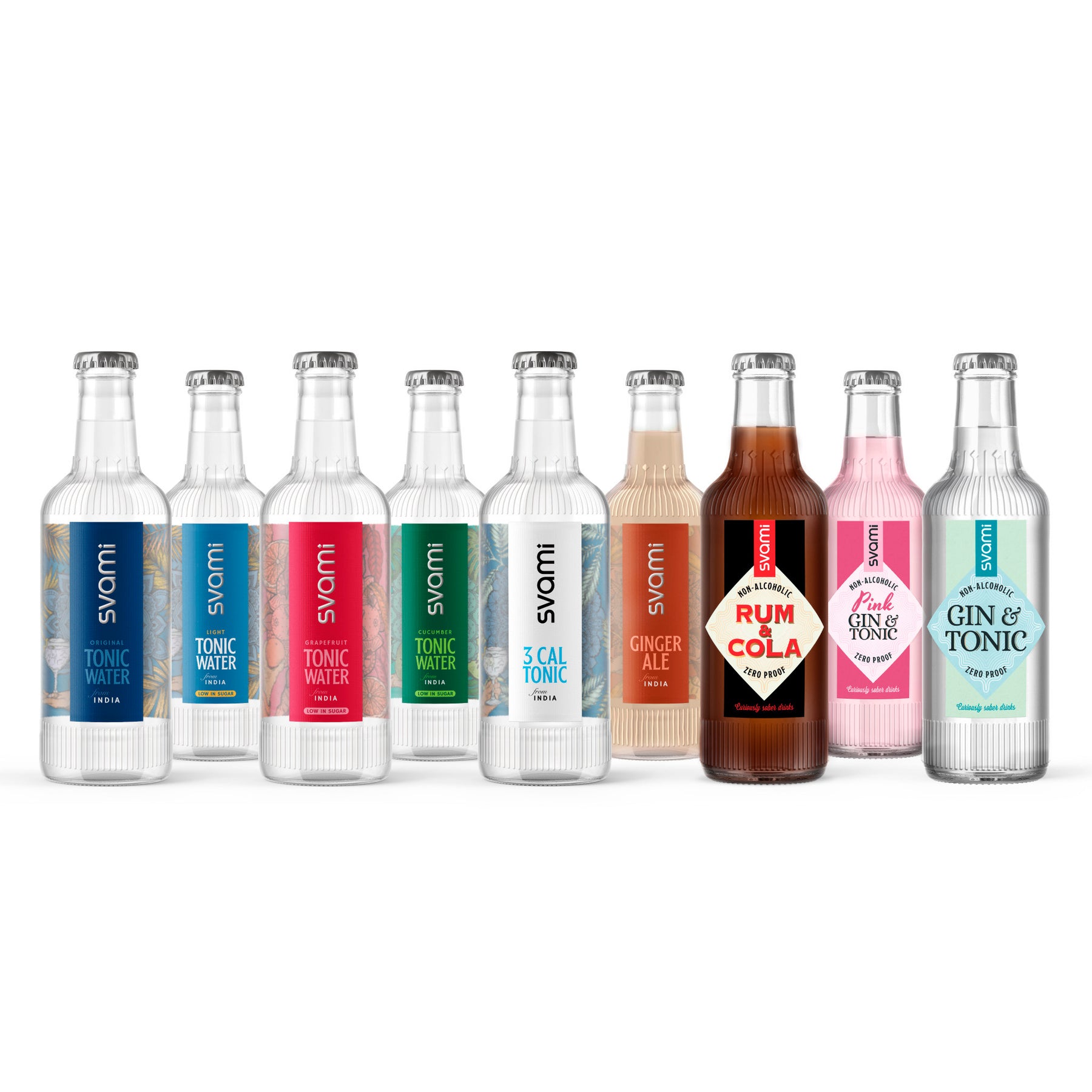 Svami Sampler Pack Tonic Water Ginger Ale Non Alcoholic Zero Proof